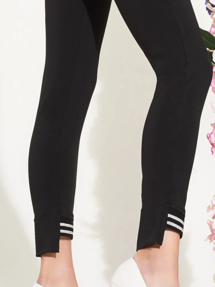 Lounge-Wear|Leggings^Trasparenze Leggings GREEN von schwarz mit silber