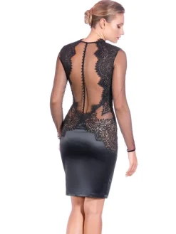 Alle Negligés^Prelude Lingerie Kleid BLACK SWAN mit Spitze von Milano schwarz