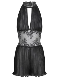 Alle Negligés^Cadolle Lingerie Kleid Combishort Mozart Plissee schwarz von Schwarz mit Spitze