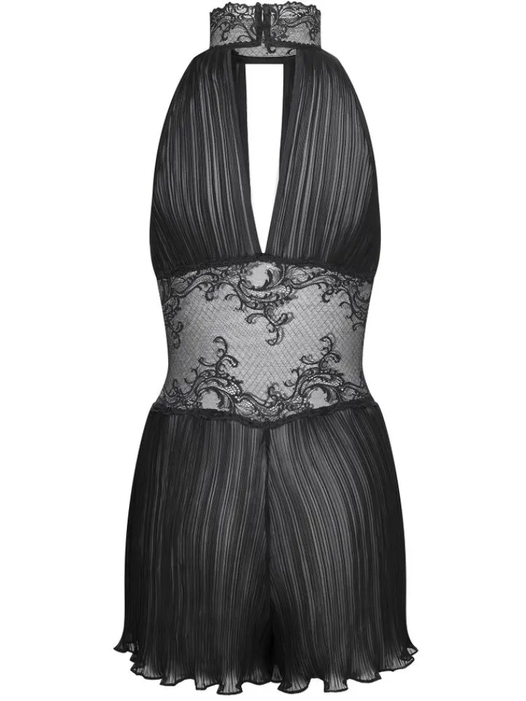 Alle Negligés^Cadolle Lingerie Kleid Combishort Mozart Plissee schwarz von Schwarz mit Spitze