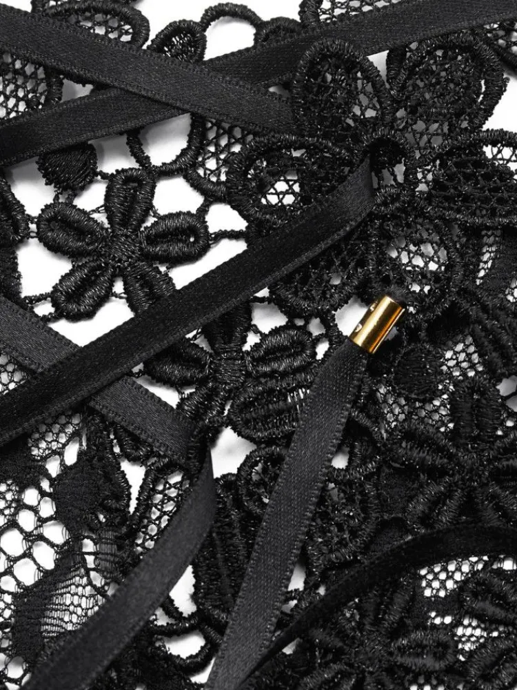 Alle Negligés^Cadolle Lingerie Kleid OPERA CARMEN Spitze schwarz von schwarz mit Spitze