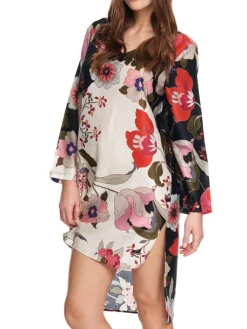 Strandkleider & Sommerkleider|Kaftane^Gattina Longshirt mit Seide FELICIA von schwarz bunt