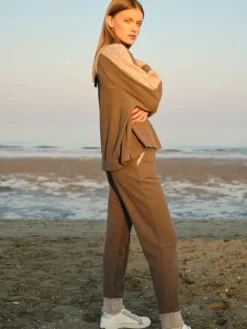 Lounge-Wear^Chiara Fiorini Lounge Set NOCCIOLA mit Strickeinsatz von Nougat