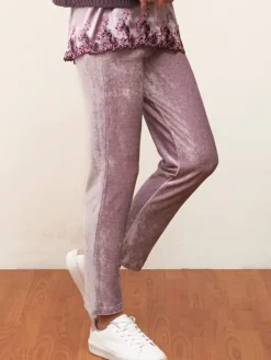 Lounge-Wear|Feine Pyjamas^Chiara Fiorini Lounge-Hose MODAL SAMT von malve-flieder oder taupe-silber