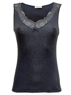 Tops Mit Spitze|Camisole (Breite Träger)^Madiva Lyocell Camisole Shirt Emma S/L mit Spitze von blau oder rosa