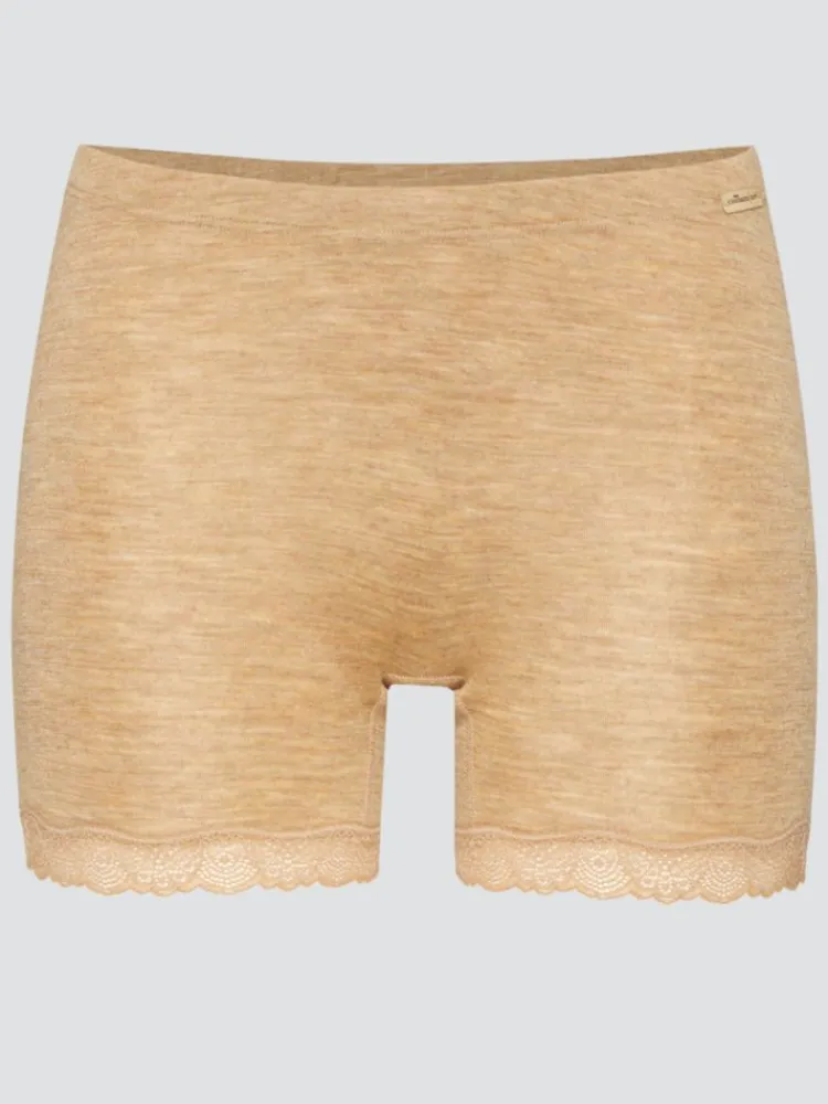 Wolle-Seide Slip|Alle Slips^comazo | earth Merino Seide Panty 2703 mit Spitze comazo|earth camel beige oder dunkelblau