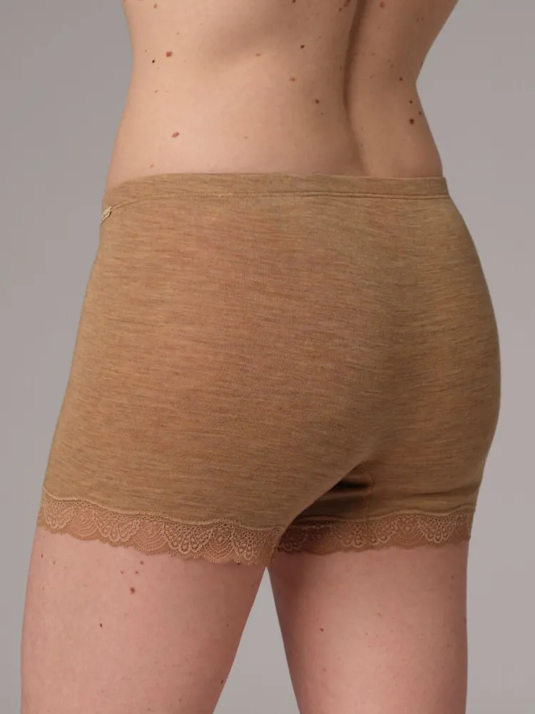 Wolle-Seide Slip|Alle Slips^comazo | earth Merino Seide Panty 2703 mit Spitze comazo|earth camel beige oder dunkelblau