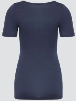 Wolle-Seide Tops|Tops Mit Spitze^comazo | earth Merino Seide T-SHIRT 2703 mit Spitze comazo|earth camel beige oder dunkelblau