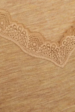 Wolle-Seide Tops|Tops Mit Spitze^comazo | earth Merino Seide Unterhemd 2703 mit Spitze comazo|earth camel beige oder dunkelblau