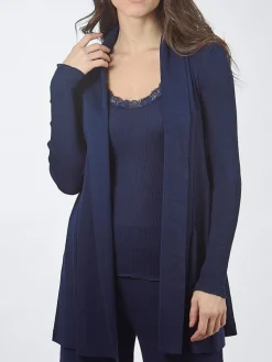 Lounge-Wear|Strickjacken & -Mäntel^Oscalito Merino Wolle-Seide CARDIGAN Strickjacke von