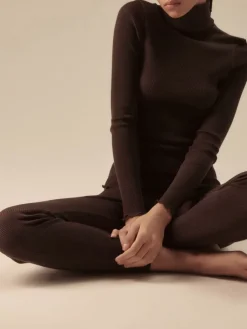 Lounge-Wear|Leggings^Oscalito Merino Wolle-Seide Leggings gerippt von
