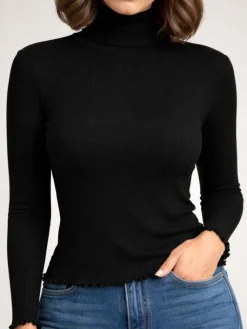 Wolle-Seide Shirts|Mit Rollkragen^Artimaglia Merino-Seide ROLLKRAGEN SHIRT gerippt von