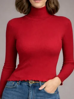 Wolle-Seide Shirts|Mit Rollkragen^Artimaglia Merino-Seide ROLLKRAGEN SHIRT gerippt von