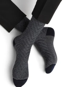 Socken^Bleuforu00eat Merinowolle Herren Socken warm von Bleuforet schwarz mit jeansblau oder marineblau mit grau
