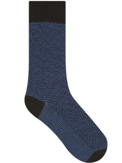 Socken^Bleuforu00eat Merinowolle Herren Socken rustikal von Bleuforet schwarz mit jeansblau oder marineblau mit grau