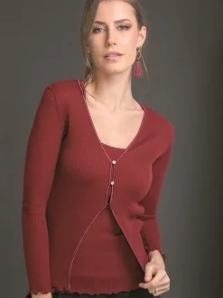 Lounge-Wear|Strickjacken & -Mäntel^Artimaglia Merinowolle-Seide CARDIGAN gerippt von