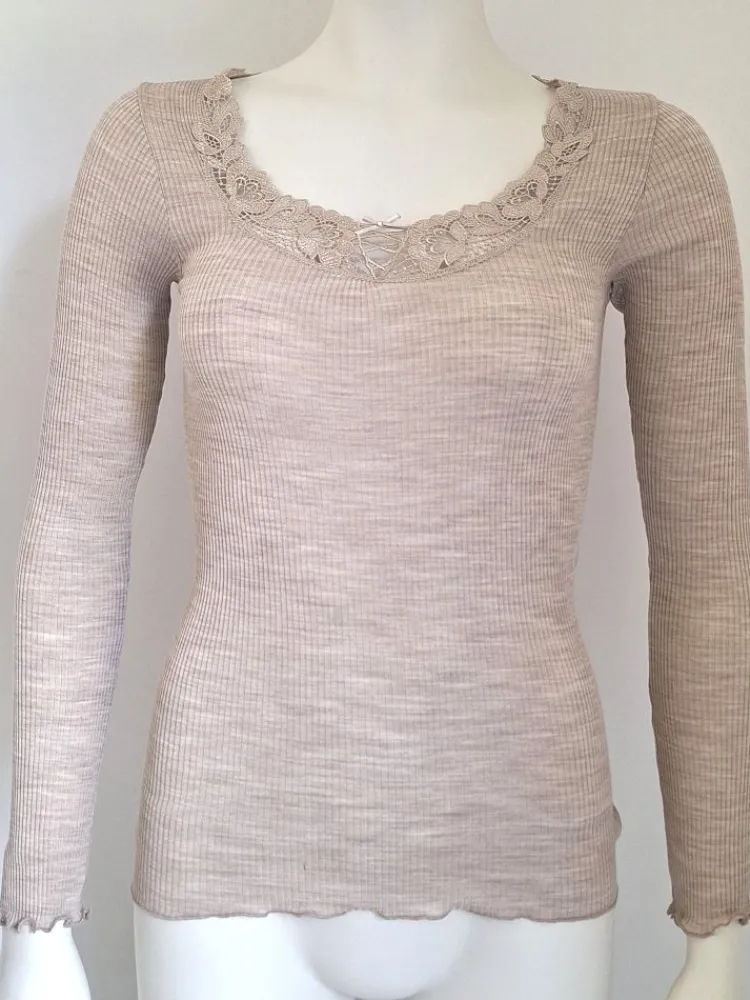 Wolle-Seide Shirts|Langarm^Artimaglia Merinowolle-Seide LANGARM SHIRT mit Spitze von