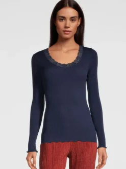 Wolle-Seide Shirts|Langarm^Oscalito Merinowolle-Seide Langarm-Shirt gerippt Basic von