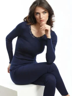 Wolle-Seide Shirts|Langarm^Oscalito Merinowolle-Seide Langarm-Shirt gerippt Basic von