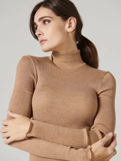 Wolle-Seide Shirts|Mit Rollkragen^Oscalito Merinowolle-Seide Mockneck Shirt gerippt Basic von