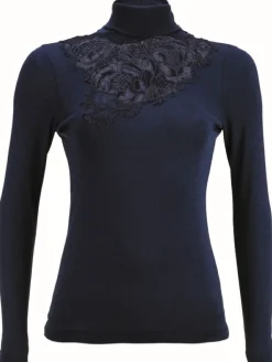 Shirt Mit Spitze|Wolle-Seide Shirts^Artimaglia Merinowolle-Seide ROLLKRAGEN SHIRT mit Spitze von