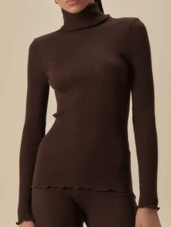 Wolle-Seide Shirts|Mit Rollkragen^Oscalito Merinowolle-Seide TURTLENECK SHIRT gerippt Basic von