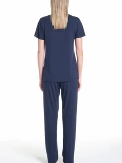 Feine Pyjamas^Verdiani Modal Kurzarm-Schlafanzug WKND No. 19 von dunkelblau