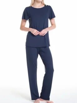 Feine Pyjamas^Verdiani Modal Kurzarm-Schlafanzug WKND No. 19 von dunkelblau
