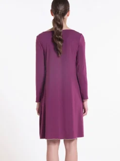 Edle Nachthemden^Verdiani Modal Langarm Nachtkleid PRUGNA violett von pflaume-violett Prugna