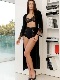 Exquisite Morgenmäntel|Morgenmantel Lang^Ritratti Modal Morgenmantel RITA von schwarz