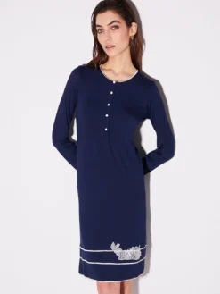 Edle Nachthemden^Chiara Fiorini Modal Nachthemd kurz mit Knopfleiste von