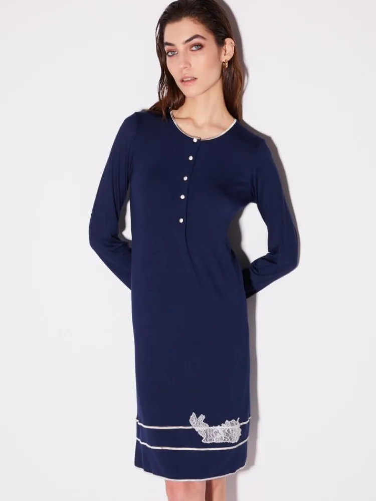 Edle Nachthemden^Chiara Fiorini Modal Nachthemd kurz mit Knopfleiste von