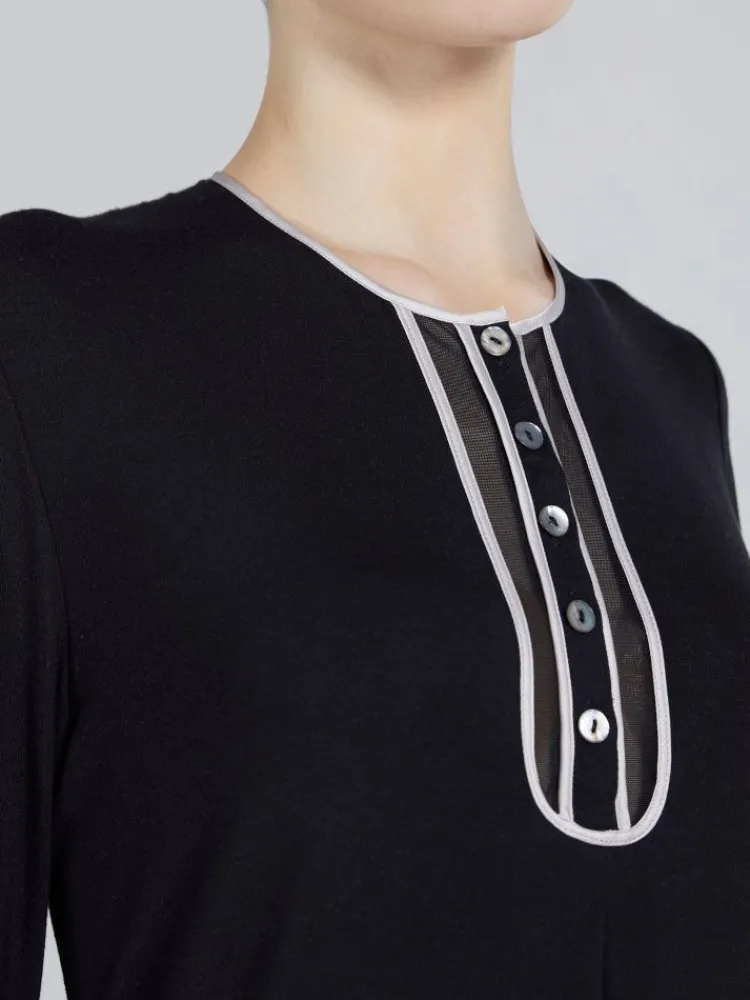 Edle Nachthemden^Verdiani Modal Nachtkleid WKND No. 3 knielang schwarz-puder von schwarz mit puder