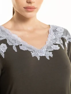 Edle Nachthemden^Verdiani Modal Nachtshirt MIRABELLA oliv von olivgrün