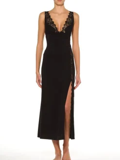 Edle Nachthemden|Alle Negligés^Ritratti Modal Neglige RITA lang von schwarz