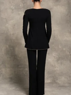 Feine Pyjamas^Paladini Modal Pyjama GINOSA in schwarz mit Spitze von schwarz mit bronze