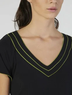 Feine Pyjamas^Verdiani Modal Pyjama schwarz-kiwigrün von schwarz mit grünen Ziernähten