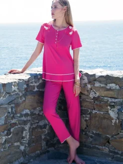 Feine Pyjamas^Chiara Fiorini Modal Pyjama SUMMER MAGENTA No.4 pink von magenta pink mit weiß