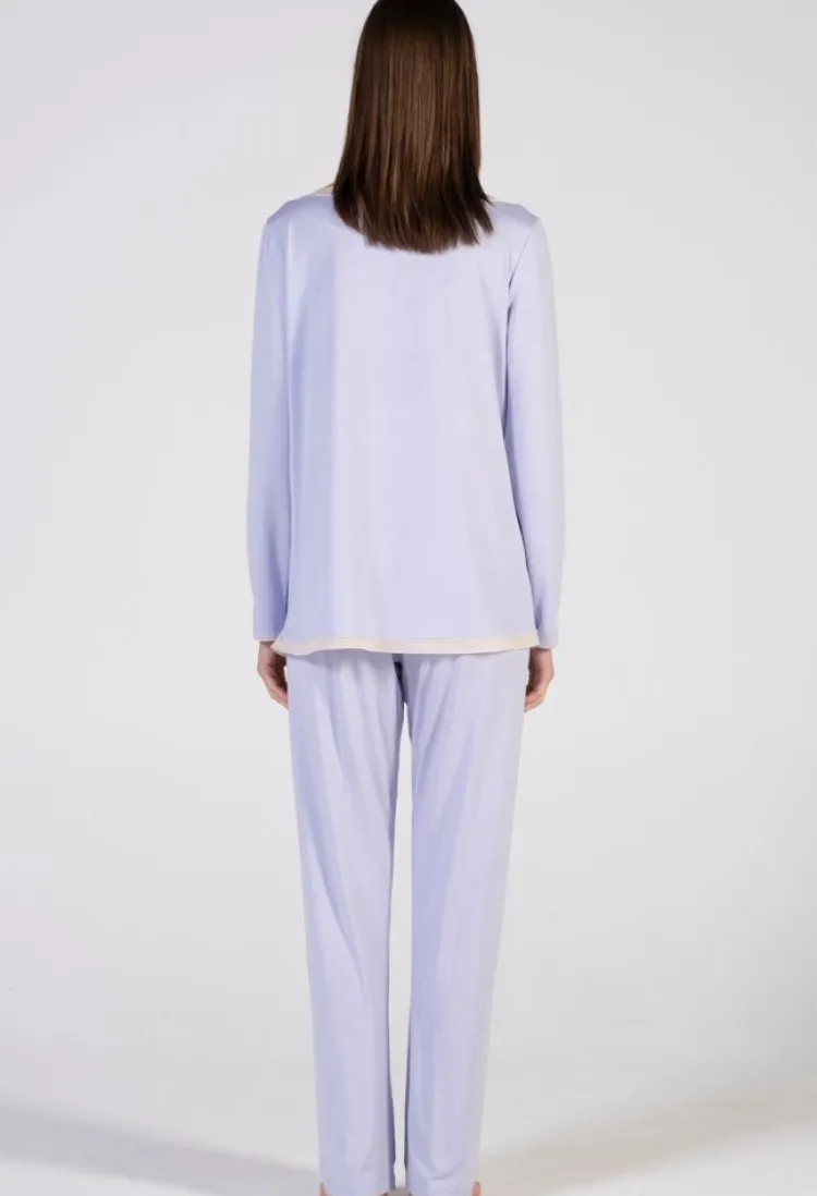 Feine Pyjamas^Verdiani Modal Schlafanzug LAVANDA zart flieder von zartes Flieder mit creme farbenem Tüll