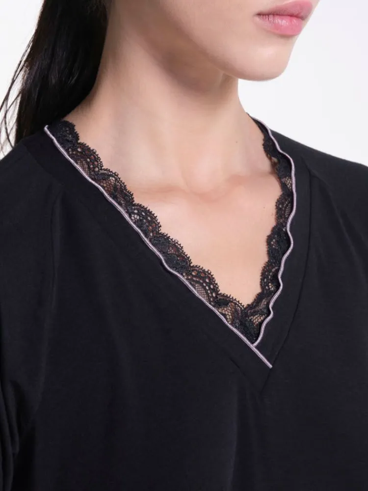 Feine Pyjamas^Verdiani Modal Schlafanzug WKND No. 12 schwarz-rosa von schwarz mit rosa