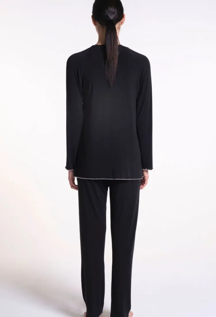 Feine Pyjamas^Verdiani Modal Schlafanzug WKND No. 12 schwarz-rosa von schwarz mit rosa