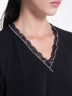 Feine Pyjamas^Verdiani Modal Schlafanzug WKND No. 12 schwarz-rosa von schwarz mit rosa