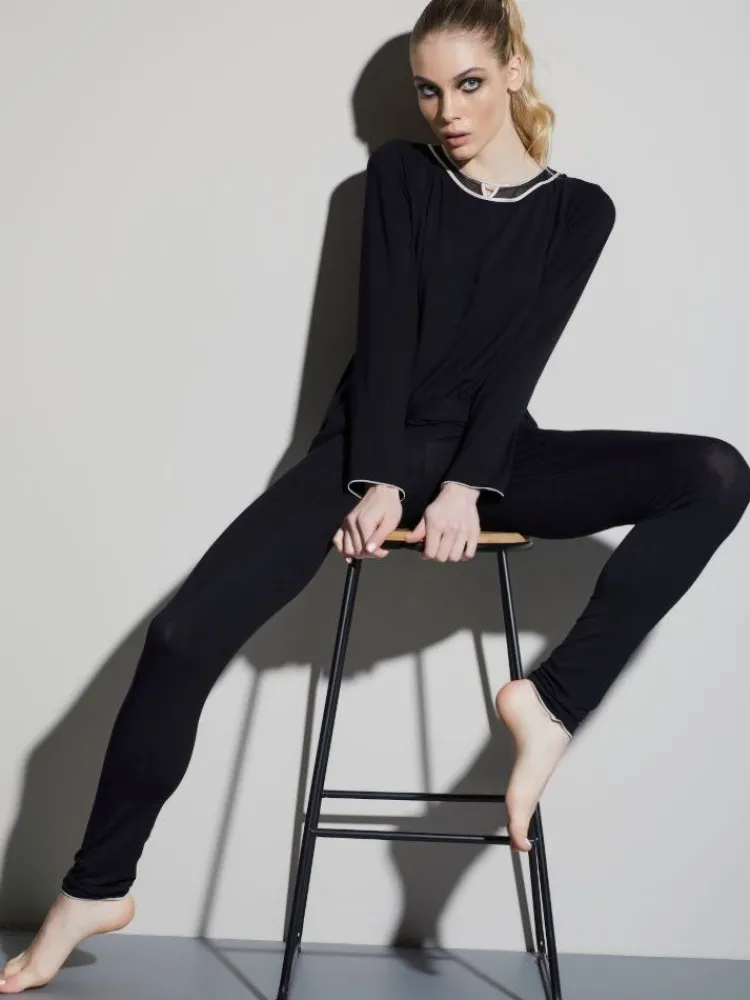 Feine Pyjamas^Verdiani Modal Schlafanzug WKND No. 2 schwarz-puder von schwarz mit puder