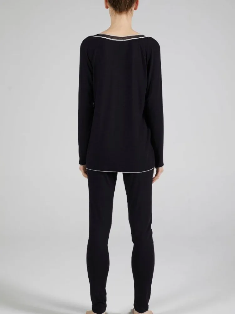 Feine Pyjamas^Verdiani Modal Schlafanzug WKND No. 2 schwarz-puder von schwarz mit puder