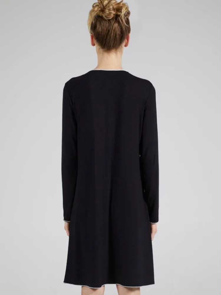 Edle Nachthemden^Verdiani Modal Sleepshirt WKND No. 4 knielang schwarz-puder von schwarz mit puder