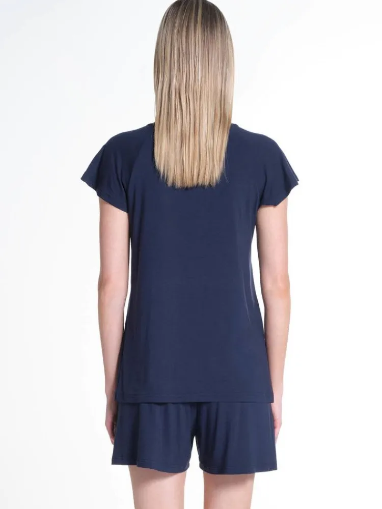 Feine Pyjamas^Verdiani Modal Sommer-Schlafanzug WKND No. 18 von dunkelblau