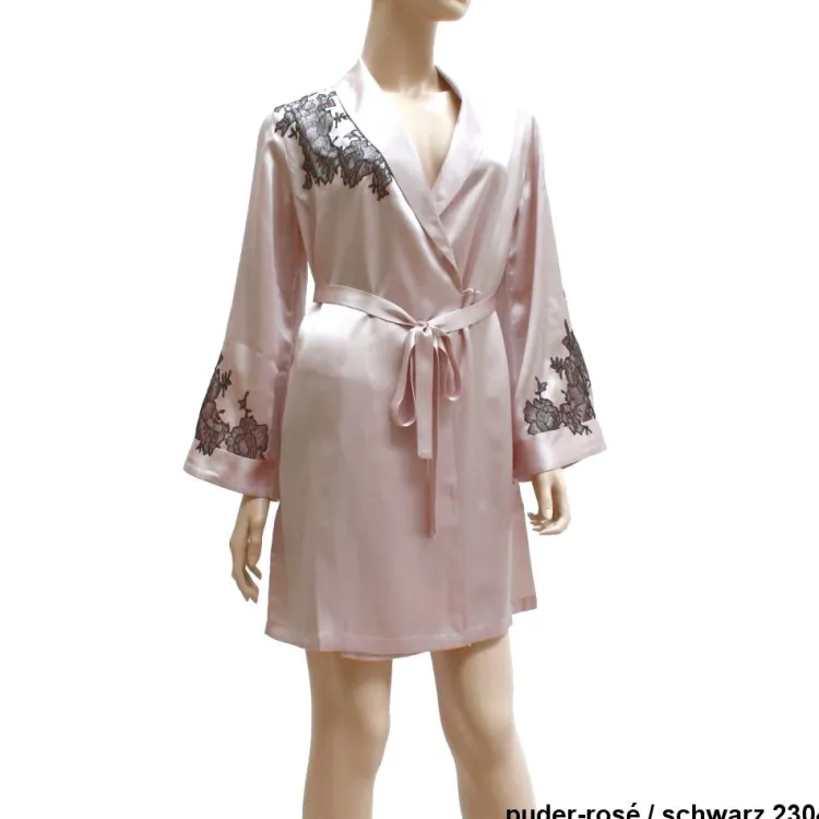 Morgenmantel Kurz|Morgenmantel Aus Satin^Marjolaine Morgenmantel BACCARAT Calais Seide mit Spitze von