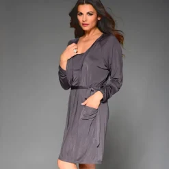 Morgenmantel Kurz|Morgenmantel Mit Seide^Gattina Morgenmantel kurz aus 100% Wirkseide PURE beige oder weiss von