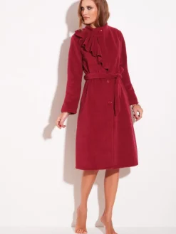 Bademantel|Lounge-Wear^Chiara Fiorini Morgenmantel KUSCHEL FLEECE mit Viscose kurz von himbeere oder dunkelblau