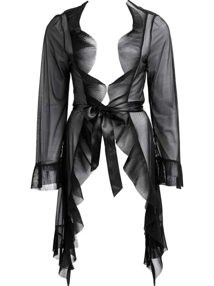 Morgenmantel Kurz^Escora Morgenmantel mit Rüschen FABIANA von schwarz